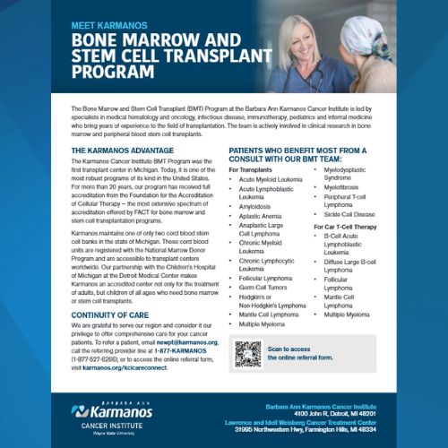 Karmanos Bone Marrow and Stem Cell Transplant Program Flyer